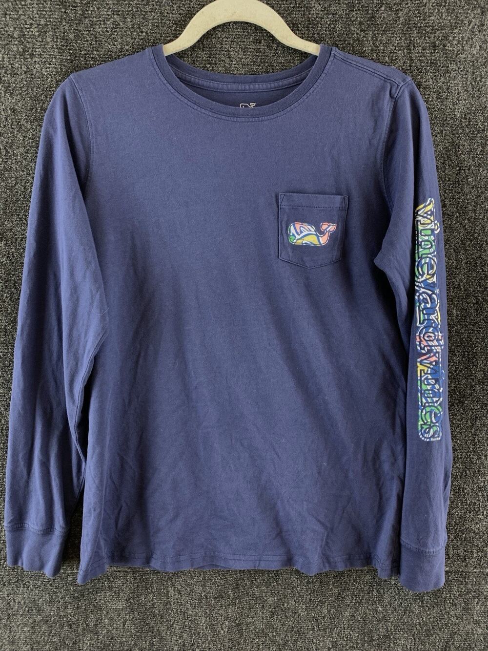 Vineyard Vines Women’s Shirt Long Sleeve Crew Neck Lightweight Pocket Blue Sz S